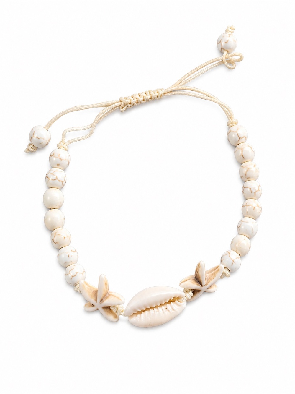 Adjustable Cream Shell Bead Bracelet